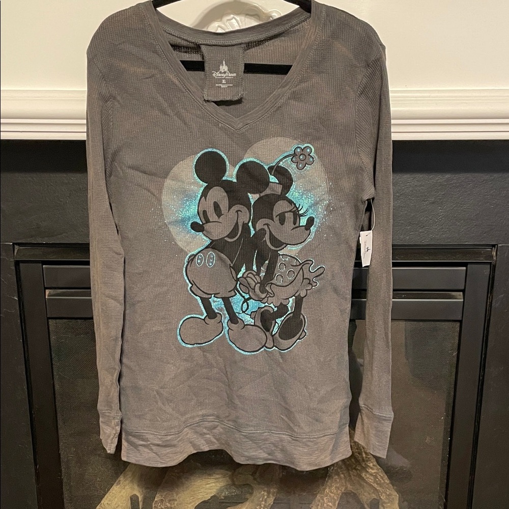 Disney Gray Long Sleeve with Mickey and Minnie